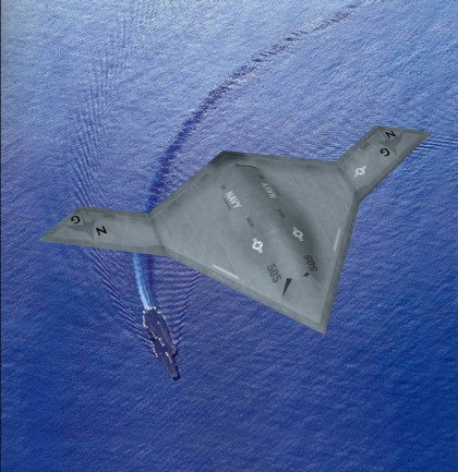 x-47b over sea